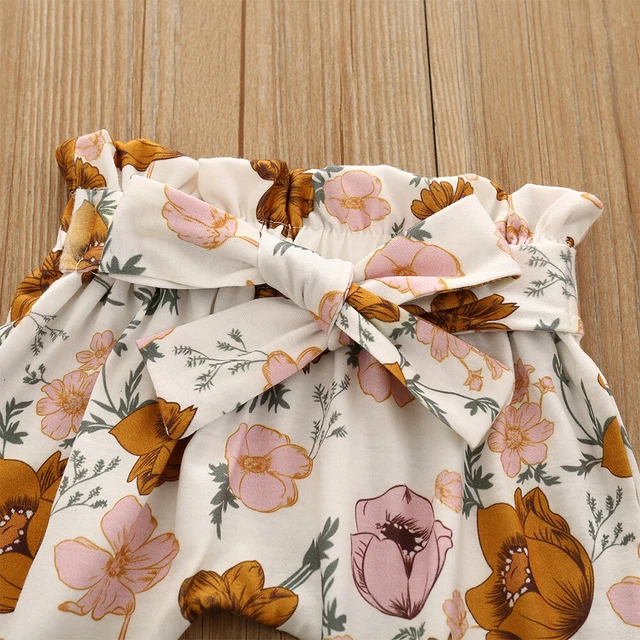 Newborn Baby Girls Ruffle Long Sleeve Romper Tops + Floral Pants Clothes Outfits 10