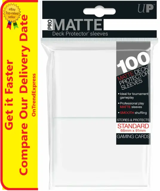ULTRA PRO Deck Protector Sleeves Pro Matte White Standard 100ct 66 x 91 mm NEW