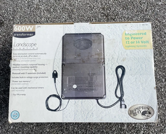 HAMPTON BAY 600W Low Voltage Transformer Sensor Timer Outdoor Landscape
