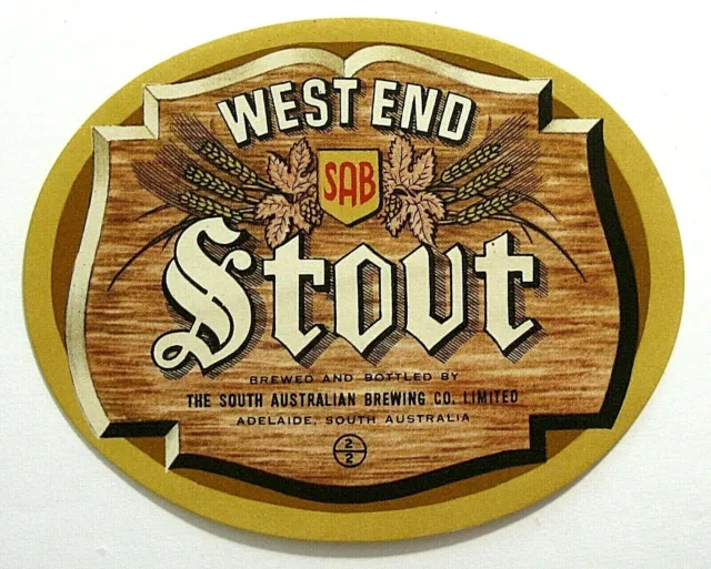 South Australian Brewing WEST END STOUT beer label AUSTRALIA