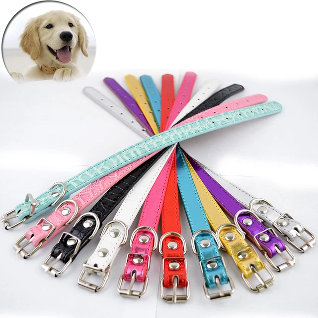 10pcs/lot Pet Collar Reflective Leather Puppy Collars Adjustable Dog Neck Strap