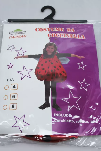 Costume Coccinelle Fille Robe Fetes Fête Carnaval - Mesures 4 - 6 - 8 Âge