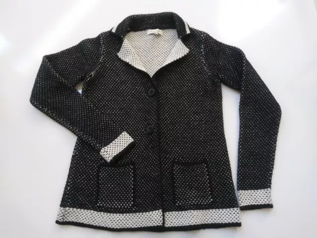 Cocogio Womens Wool Blend Knit Blazer Cardigan Black Grey Sweater Size S Italy