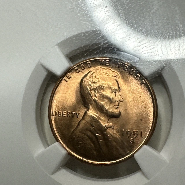 1951-S NGC MS66 RD MINT STATE Lincoln Wheat Cent 1c Penny Coin US #31555A
