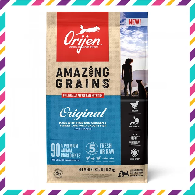 ORIJEN Amazing Grains Original High Protein Dry Dog Food, 22.5 lbs