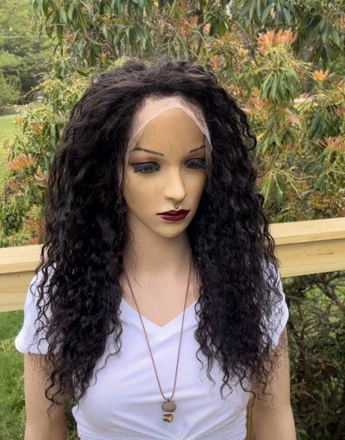 Custom made 18” blonde 100% human hair daily wig. Full front lace free parting
