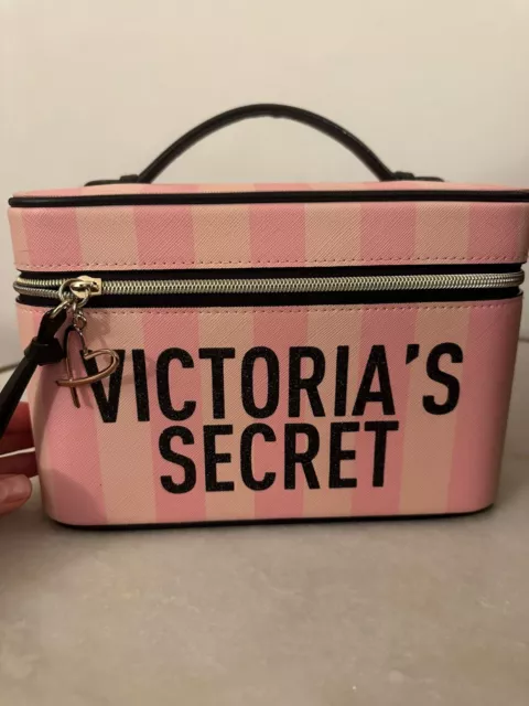 VICTORIA'S SECRET LOGO Stripe Beauty Make Up Bag Cosmetics Wash