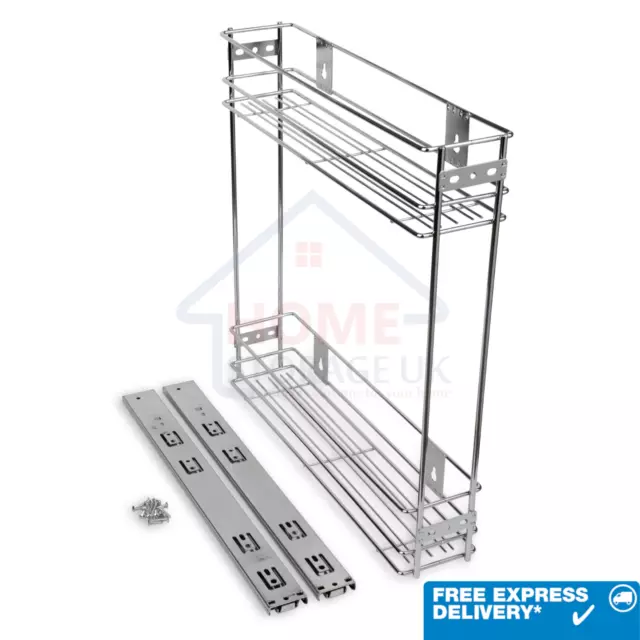 PULL OUT WIRE BASKET SIDE PULL OUT BASE DRAWER UNIT CUPBOARD STORAGE - 150 200mm