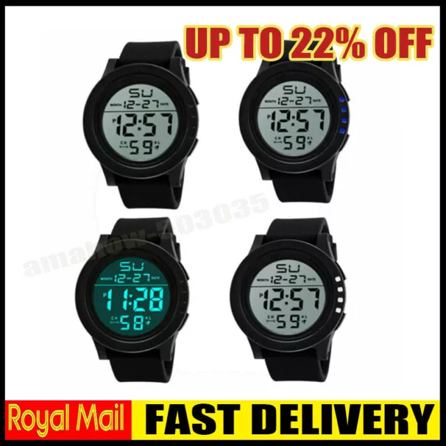 LED Digital Screen Sport Wrist Watch Wristwatch Date Military Stopwatch For Men