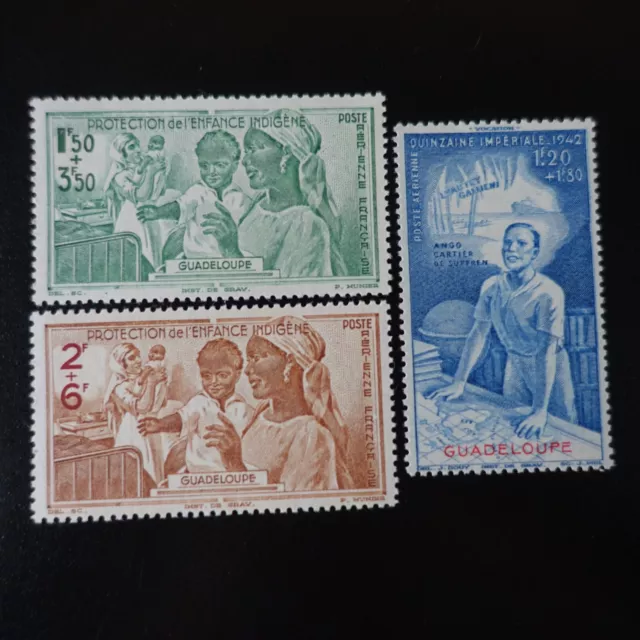 France Colonie Guadeloupe Poste Aérienne Pa N°1/3 Neuf ** Luxe Mnh