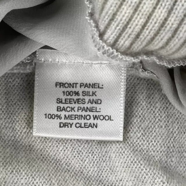 Lord & Taylor Womens Off White Merino Wool Silk Crewneck Sweater 36x22 3
