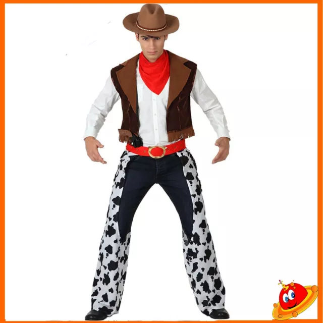 Costume Carnevale Halloween Uomo Cow Boy Far West Tg  52-58