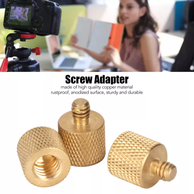 3pcs Copper 1/4in Male To 3/8in Female Screw Adapter Mic Stand Adapter For C TOH
