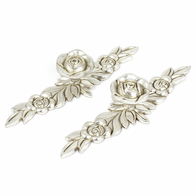 Poignée de Porte Meuble Tiroir Cabinet placard Armoire Rose Fleur Boutons 2Pcs