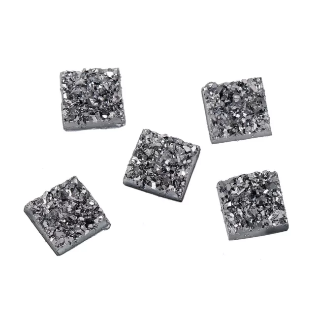 10 x Druzy 11.5 - 12mm Cabochon Square Shade Precious Silver for Earrings Drusy