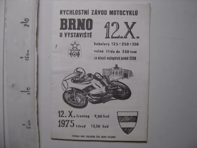 1975 Programme moto championnat du monde CSSR Brno Programmheft Motorrad Weltmei