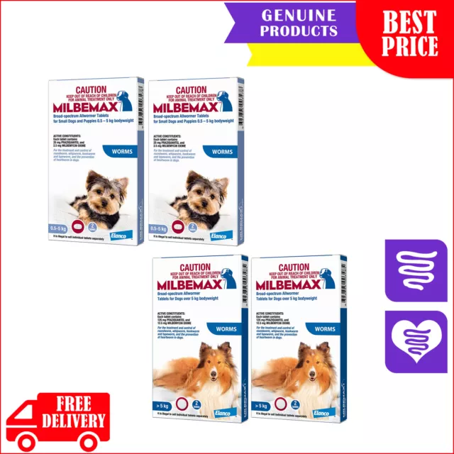 Milbemax Allwormer 4 Tablets For All Sizes Dogs Worm Prevention Free Shipping