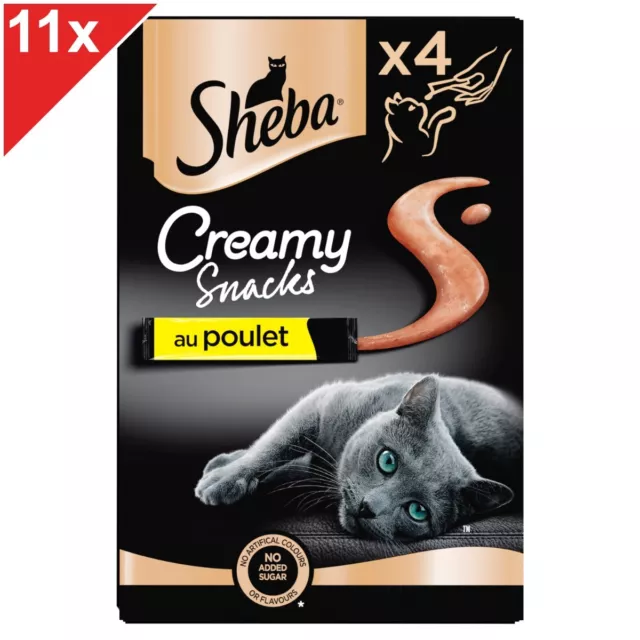 SHEBA Creamy Snacks 44 sticks au poulet friandise crémeuse pour chat 12g (11x4)