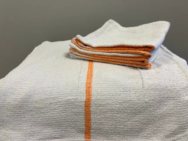 120 PIECES NEW GOLD STRIPED BAR MOPS BAR TOWELS RESTURANT CLEANING 16X19 inch