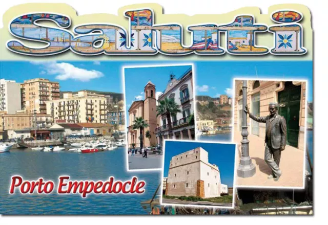 Cartolina Sicilia Porto Empedocle Saluti Mare E Spiaggia Agrigento