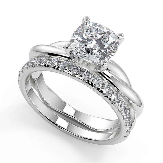 1 Ct Cushion Cut Infinity Solitaire Rope Diamond Engagement Ring SI2 G Treated