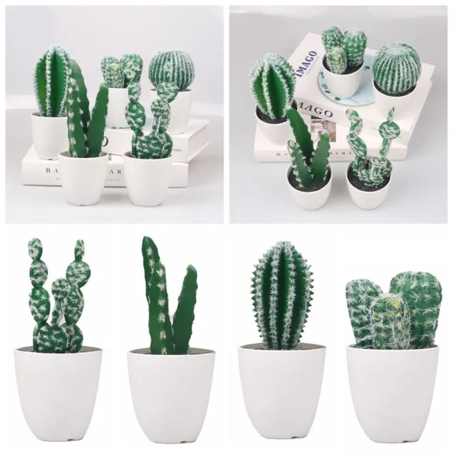 simulación Decoración floral Artificial Cactus Bonsai Planta realista en maceta