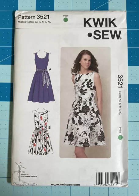 KWIK-SEW Pattern 3521 Misses Dresses Sizes XS-S-M-L-XL New and Unopened
