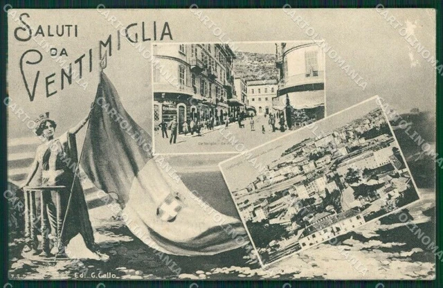 Imperia Ventimiglia Saluti da ABRASA PIEGHINE cartolina KV5632