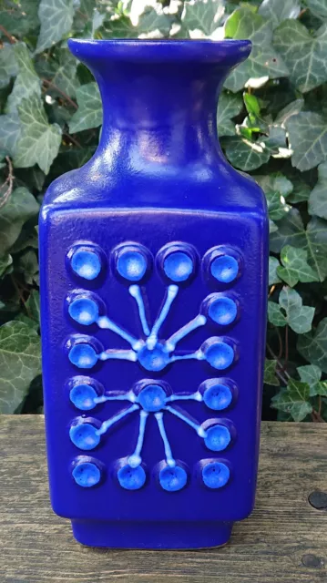 alte Vase Blumenvase Keramikvase Keramik blau Spaceage Sputnik Op Art 80er Jahre