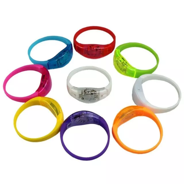 5pcs Silicone LED Light Bracelets Sound Controlled Glow Gift Flash Party Favors