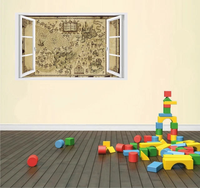 HARRY POTTER MAP Hogwarts 3D Effect Window View Sticker Wall Poster ...