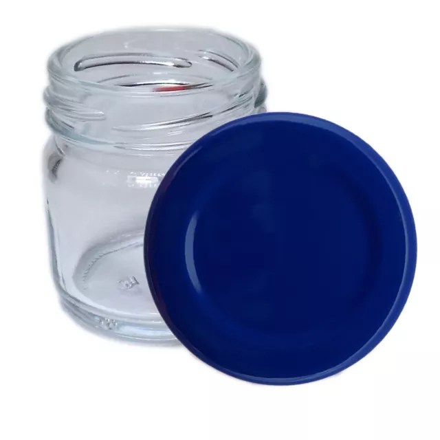 10 Stück X 40ml Einmachgläser • Einkochgläser mit Schraubdeckel TO 43 mm Blau •