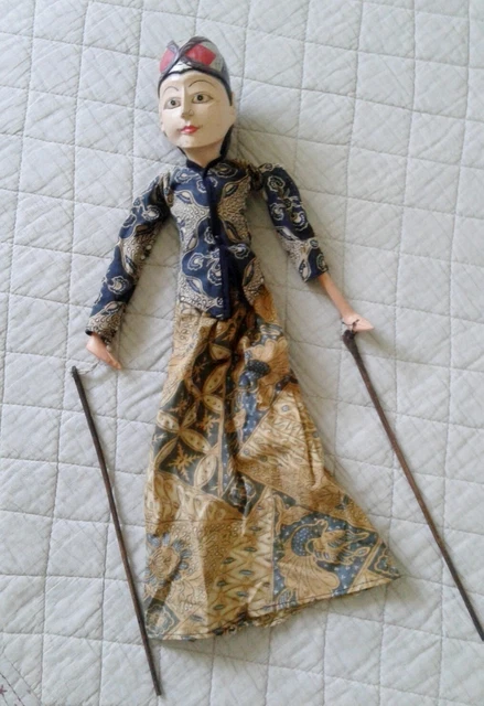 Ancienne marionnette type ottoman / personnage oriental – bois peint & textile - Antiquités