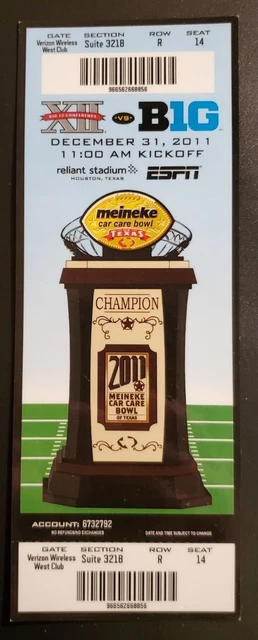 Meineke Car Care Bowl Football Ticket 12/31 2011 Texas A&M vs Northwestern Stub