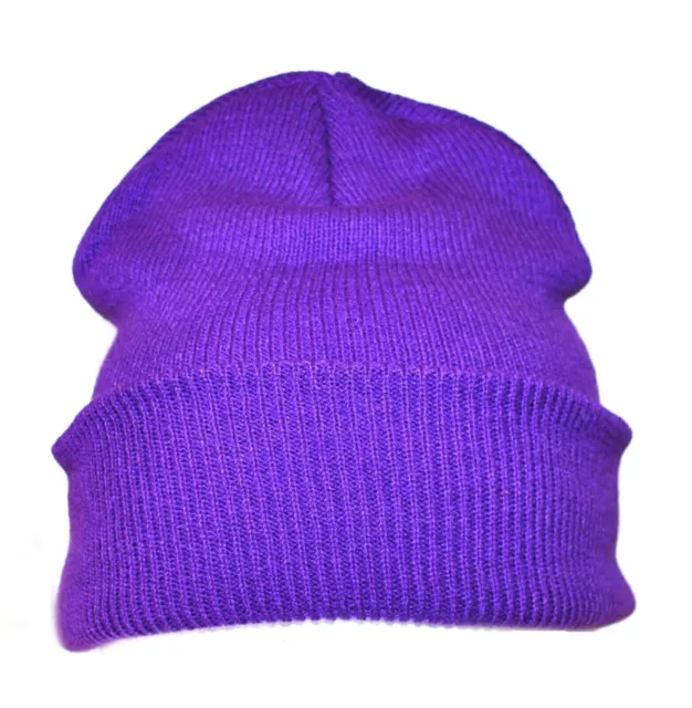 100 Purple Beanie Hats Warm Adults Mens Ladies Woolly Ski Winter Wholesale Pack