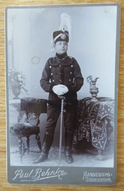 Altes Kabinett Portrait Foto Husar / Leibgarde Husaren Regiment / Magdeburg