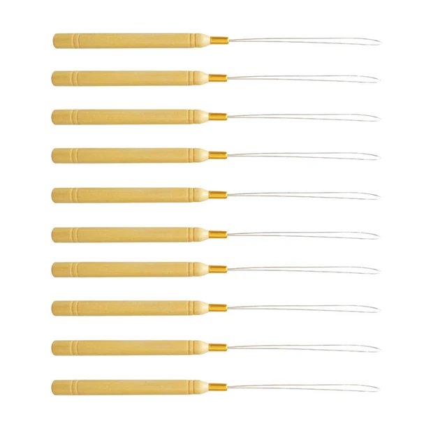 10 Pcs Pulling Needle Hair Hook Extension Threader Tool Crochet Real