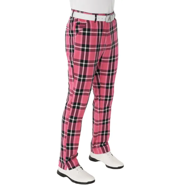 SVG Golf spring men's Black-and-white plaid printed stretch slim pants