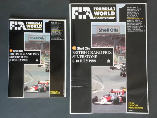 FIA Formula 1 British Grand Prix Silverstone 1988 official Programme & racecard