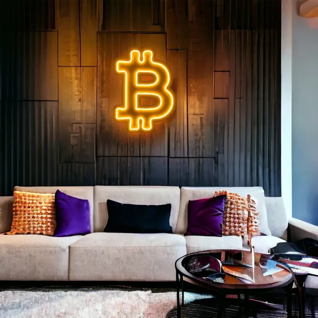 Bitcoin Neon Wall Decor Bitcoin Led Sign Yellow Led Light Home Decor Gaming Room