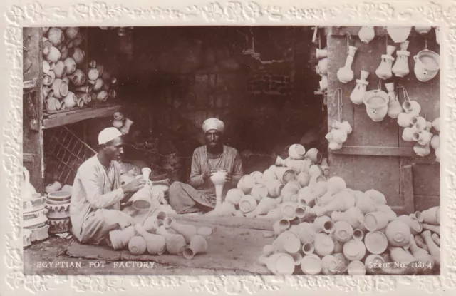 Egypt Cairo - 1905 -Vintage Real Photo Post Card - Egyptian Pot Factory