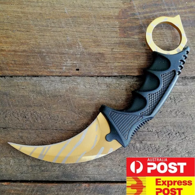 NEW Outdoor KARAMBIT NECK KNIFE Survival Hunting Fixed Blade+Sheath Tiger Tooth