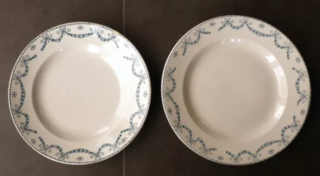 2 Plats ronds 34 et 32 cm en faïence de Sarreguemines UC, modèle JULIANA