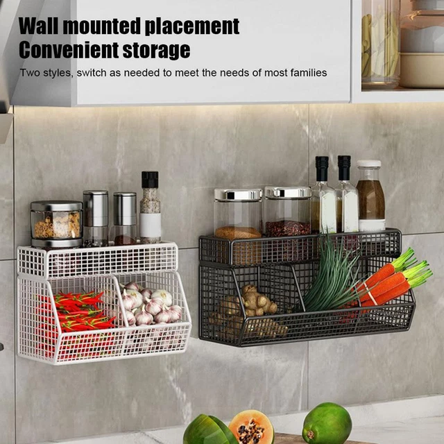 KITCHEN ORGANIZER SHELF Wall-mounted Spice Storage Rack Kitchen 2/3 ...