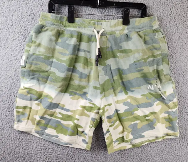 Eleven Paris Camouflage Sweat Shorts Men's XL Leaf Green Camo Drawstring Waist
