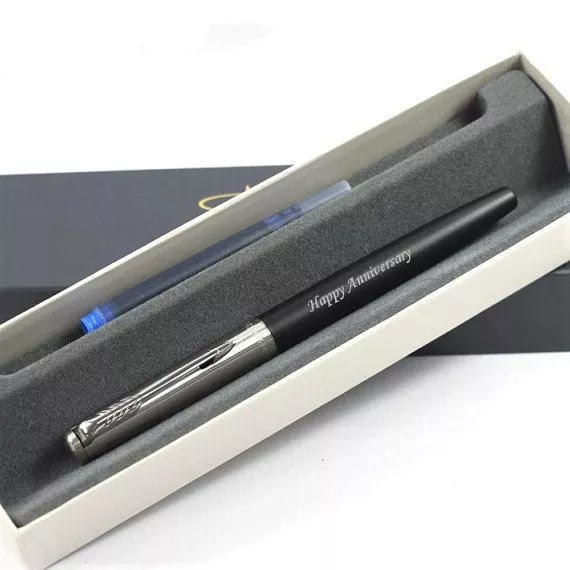 Personalised Engraved Parker Jotter Fountain Pen Bond Street Black - 2018 Design