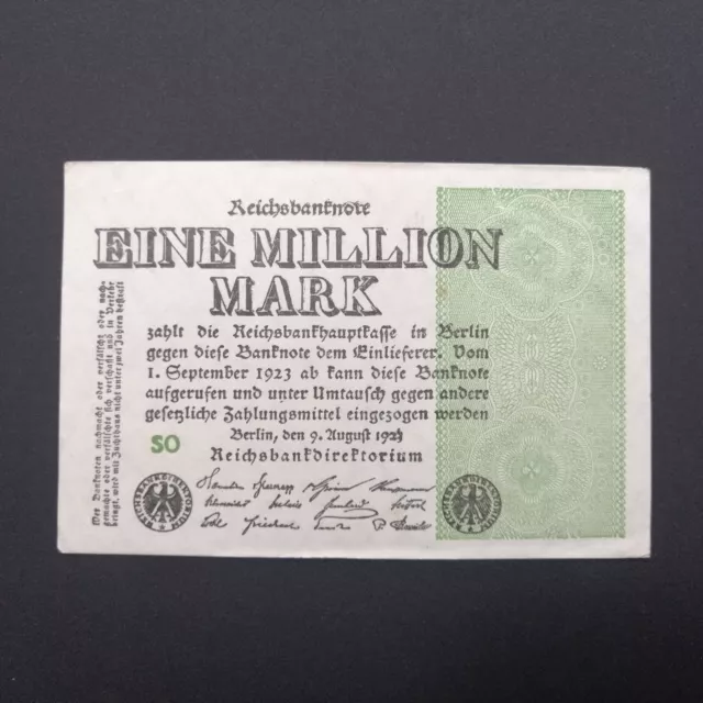 EINE MILLION MARK REICHSBANKNOTE 1923 Ro-101c aUNC