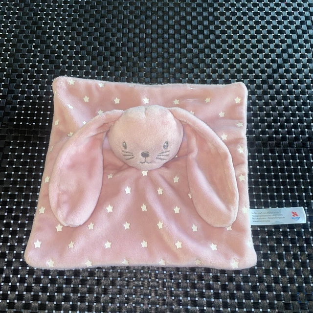Ca7 Doudou Plat Carré Nicotoy Simba Toys Lapin Rose Etoiles Blanc Pat Ripaton