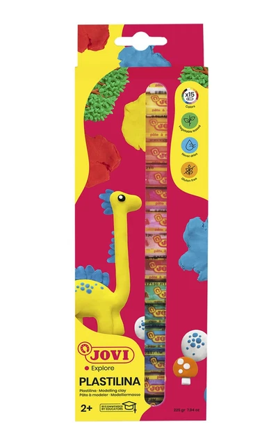 Jovi Plastilina Reusable and Non-Drying Modeling Clay; Box of 15-Color Sticks (0