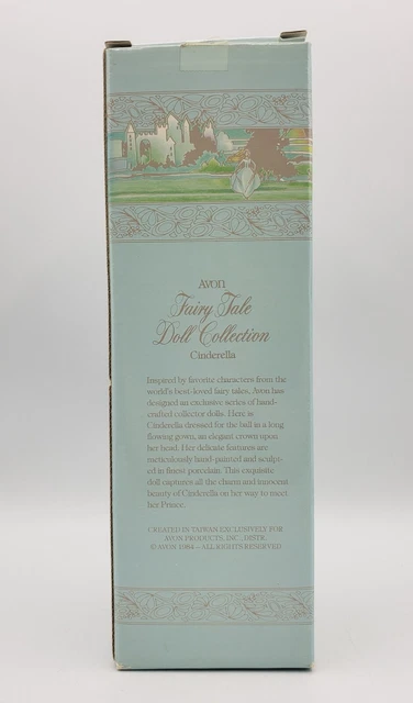 Fairy Tale Collection Cinderella Avon Porcelain Doll & Stand 1984 9 1/4" 3